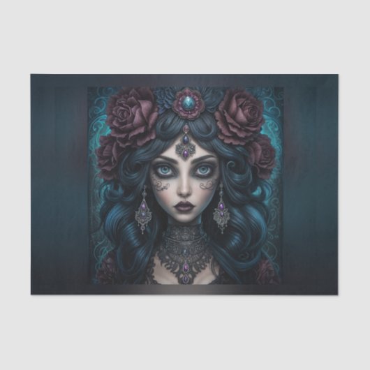 Mooie Gypsy Fortune Teller Woman Decoupage Tissuepapier (Voorkant)