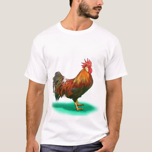 Mooie Haan Kip met kleurrijke staart T-shirt (Voorkant)