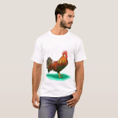 Mooie Haan Kip met kleurrijke staart T-shirt (Voorkant volledig)