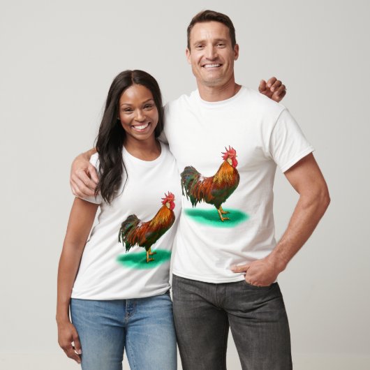 Mooie Haan Kip met kleurrijke staart T-shirt (Unisex)