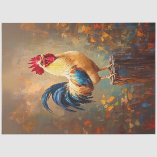 Mooie Haan Schilderij Decoupage Tissuepapier (Voorkant)