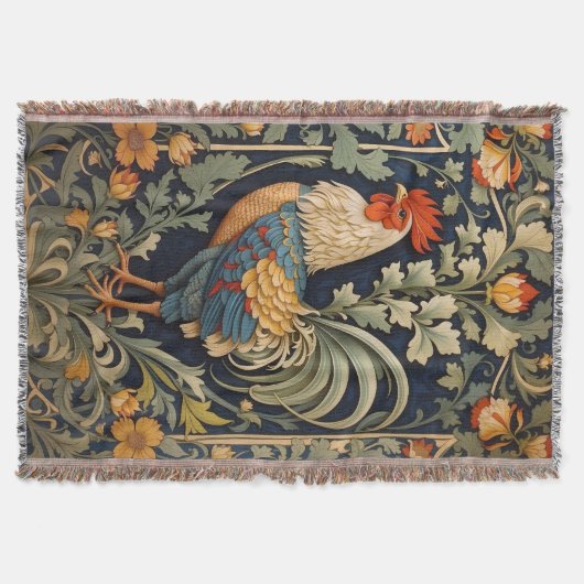 Mooie  haan William Morris geïnspireerd Deken (Voorkant)