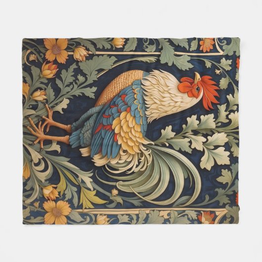 Mooie  haan William Morris geïnspireerd Fleece Deken (Voorkant (Horizontaal))