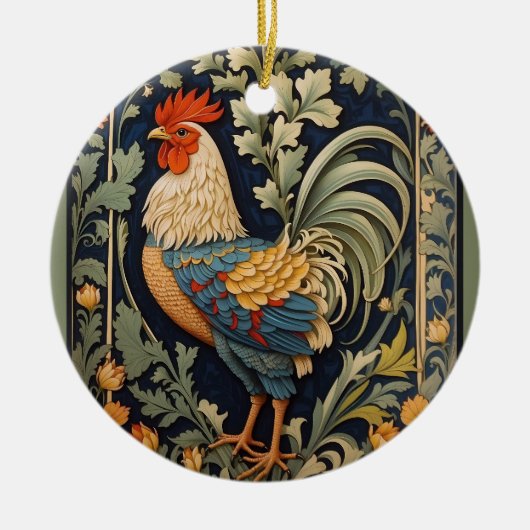 Mooie  haan William Morris geïnspireerd Keramisch Ornament (Voorkant)