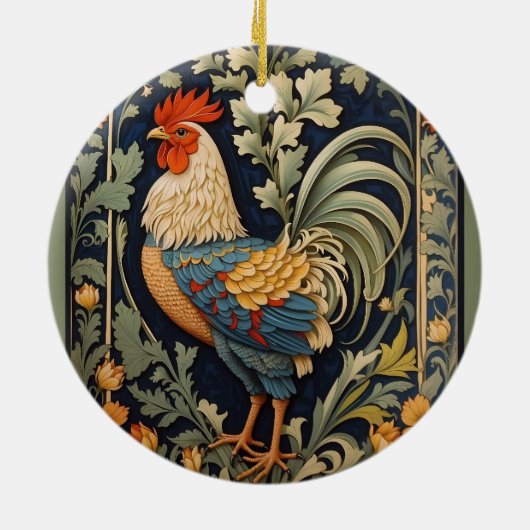 Mooie haan William Morris geïnspireerd Keramisch Ornament (Achterkant)