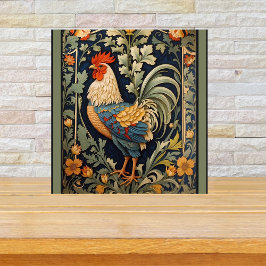 Mooie haan William Morris geïnspireerd Tegeltje