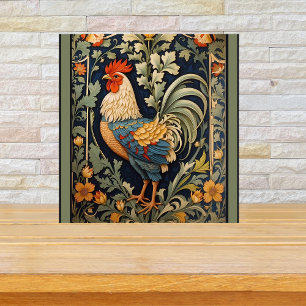 Mooie  haan William Morris geïnspireerd Tegeltje