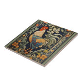 Mooie  haan William Morris geïnspireerd Tegeltje (Zijkant)