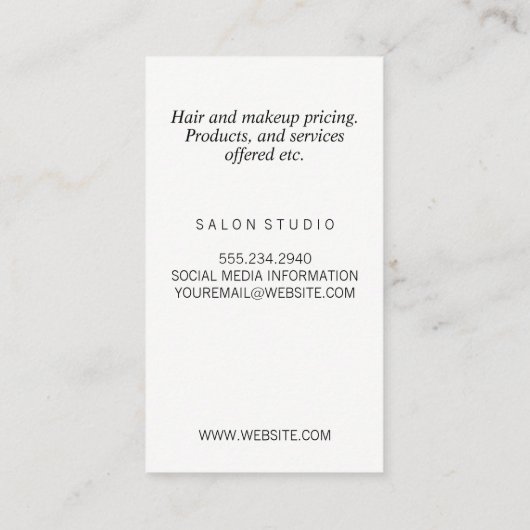 Mooie haar- en make-upstyling / Bloemmotief Visitekaartje (Achterkant)