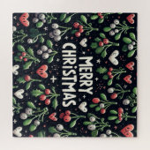 Mooie haard Kerstmis Mistletoe tak Legpuzzel (Horizontaal)