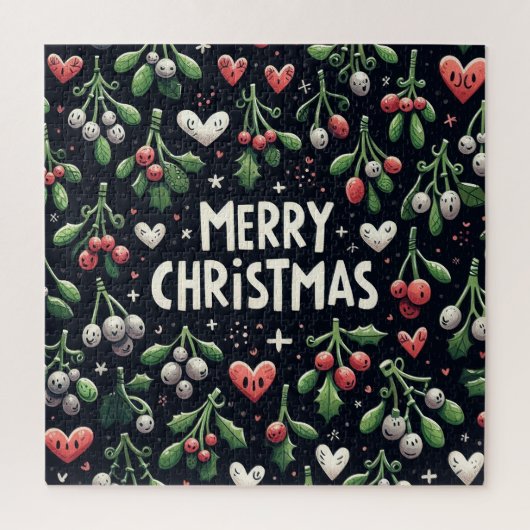 Mooie haard Kerstmis Mistletoe tak Legpuzzel (Verticaal)