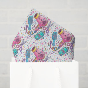 Mooie haarstylisttools in kawaii-artstijl tissuepapier