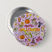 Mooie Halloween Doodle Patroon Ronde Button 7,6 Cm (Voorkant /achterkant)