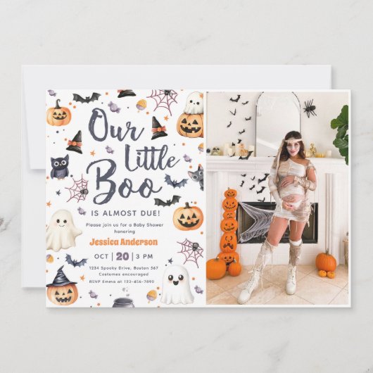 Mooie Halloween Geest Baby Shower Feest Foto Kaart (Voorkant)