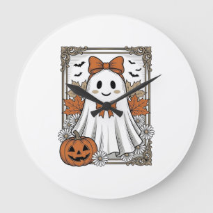 Mooie Halloween Geest Vintage Gravure Shirt Ontwer Grote Klok