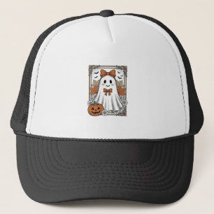 Mooie Halloween Geest Vintage Gravure Shirt Ontwer Trucker Pet