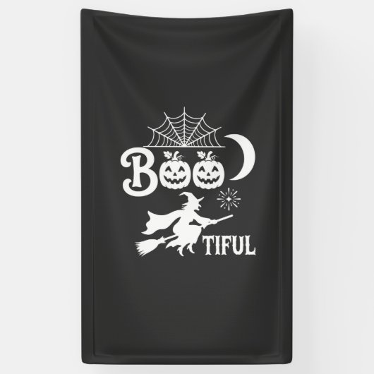 Mooie Halloween Heks Maan Ontwerp_1 Spandoek (Verticaal)