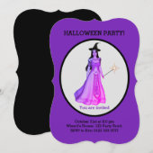 Mooie Halloween heks op zwart en Paarse Kaart (Voorkant / Achterkant)