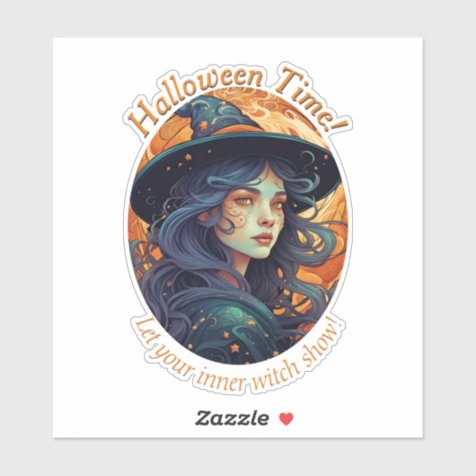 Mooie Halloween-heks Sticker (Vel)