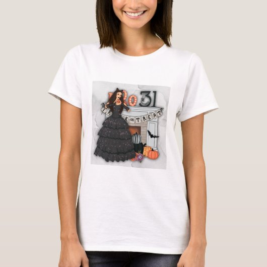 Mooie Halloween-heks T-shirt (Voorkant)