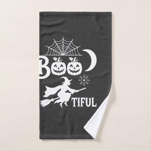 Mooie Halloween Heksen Maan Ontwerp_1 Handdoek (Handdoek)