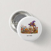 Mooie Halloween Heksenkat Kruidenleer Aangepaste G Ronde Button 3,2 Cm (Voorkant /achterkant)