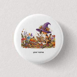 Mooie Halloween Heksenkat Kruidenleer Aangepaste G Ronde Button 3,2 Cm