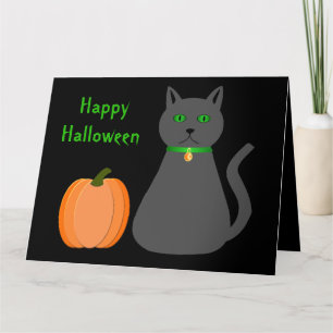 Mooie Halloween kat en pompoen op maat gemaakte ka Kaart