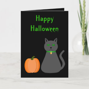 Mooie Halloween kat en pompoen op maat Kaart