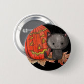 Mooie Halloween Kat Speld van Molly Harrison Ronde Button 5,7 Cm (Voorkant /achterkant)