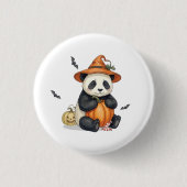 Mooie Halloween Panda Pompoen Knop Ronde Button 3,2 Cm (Voorkant)