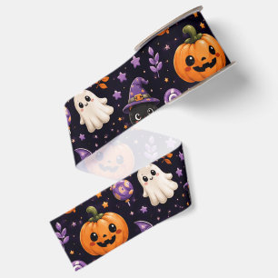Mooie Halloween Pompoen Geest Kat Vleermuis Patroo Grosgrain Lint