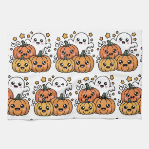 Mooie Halloween Pompoen Patroon Keukenhanddoek