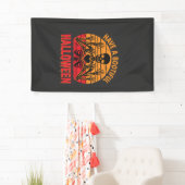 Mooie Halloween Skelet Hart Retro Zonsondergang De Spandoek (Insitu)