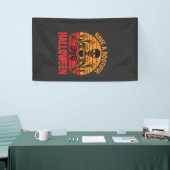 Mooie Halloween Skelet Hart Retro Zonsondergang De Spandoek (Beurs)