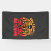 Mooie Halloween Skelet Hart Retro Zonsondergang De Spandoek (Horizontaal)