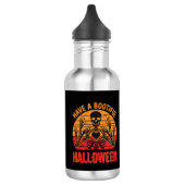 Mooie Halloween Skelet Hart Retro Zonsondergang De Waterfles (Links)