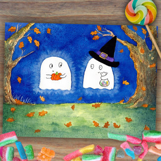 Mooie Halloween-spookjes ansichtkaart van Nicole J Briefkaart