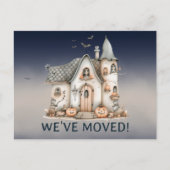 Mooie Halloween-thema spookhuis wijzig adres Aankondigingskaart (Voorkant)