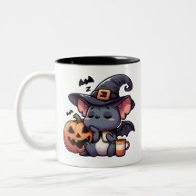 Mooie Halloween-vleermuis- en pompoenmokkop