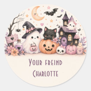 Mooie Halloween Vrienden Naam Ronde Sticker