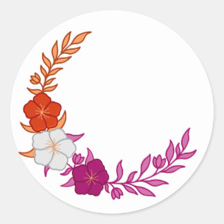 Mooie halve maan van subtiele lesbische bloemen ronde sticker