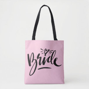 Mooie hand-gelaatste BRIDE bruiloft canvas tas