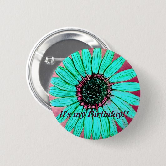 Mooie hand geschetst Bloemdag Ronde Button 5,7 Cm (Voorkant /achterkant)