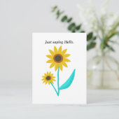 Mooie hand getekend digitale zoete zonnebloem briefkaart (Staand voorkant)