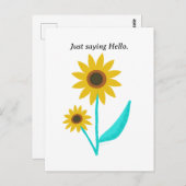 Mooie hand getekend digitale zoete zonnebloem briefkaart (Voorkant / Achterkant)