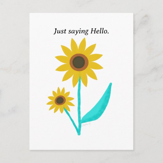 Mooie hand getekend digitale zoete zonnebloem briefkaart (Voorkant)