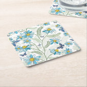 Mooie hand getekend pastel blauw flessenpatroon kartonnen onderzetters (Schuin)