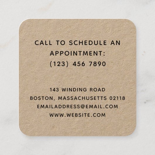 Mooie hand getrokken halve krans monogram vierkante visitekaartje (Achterkant)