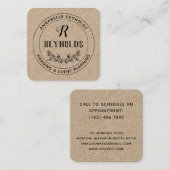 Mooie hand getrokken halve krans monogram vierkante visitekaartje (Voorkant / Achterkant)